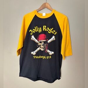 Vintage Pittsburgh Pirates Raise the Jolly Roger raglan t-shirt MLB Buccos XL